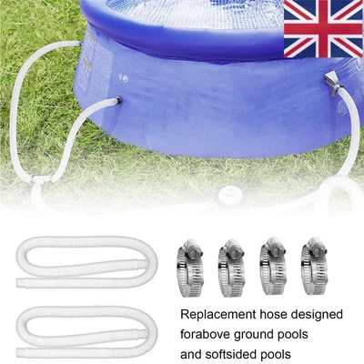 2pcs Swimming Pool Filter Pump 1.5m Hose Metal Clamp Replacement Accessory UK • £11.63