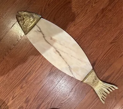 Vintage Gold 25  Fish Marble Cutting Board Platter Italy • $25