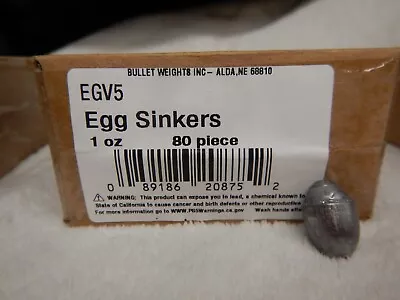 Bullet Weights EGV5 Egg Sinker 5lb 1oz 80pc Approx. Box • $29.99