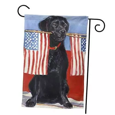 Labrador Dog Black American Flag Lab Seasonal Family Double Sided Garden Flag  • $23.22