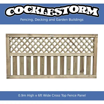 3ft High X 6ft Wide Timber European Cross Top Garden Fence Panels • £64.70