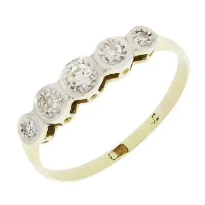 Pre Owned 9ct Yellow Gold Diamond Half Eternity Vintage Ring CH1124 • $242.63