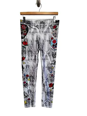 Zara Terez Mexican Sugar Skull Day Of The Dead Athletic Leggings 7/8 Ankle NWT L • $9.95