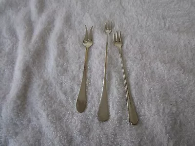 VINTAGE~~Set Of 3~ Silver Plate Olive / Pickle 2+3 Prong Forks~~CLEAN!! • $8.88