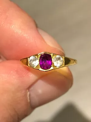 Wonderful Antique Art Deco Burma Ruby Gold Signet Ring 18ct Gold • £36