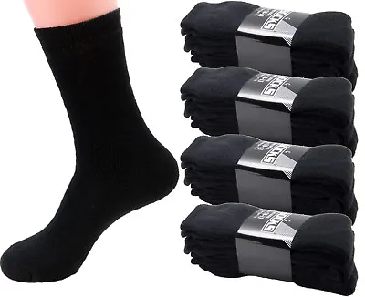 3 6 12 Pairs Mens Black Sports Athletic Work Crew Cotton Socks Size 9-11 10-13 • $6.99