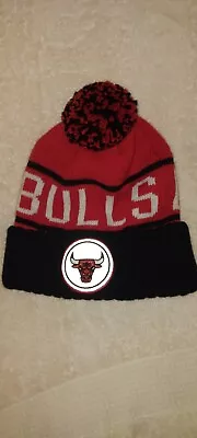 Chicago Bulls Spell Out Knit Hat Cap Cuffed Beanie Pom Pom Mitchell & Ness • $14.95