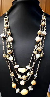 Vintage Multi Strand Glass Beaded Necklace   20-22  • $4.25