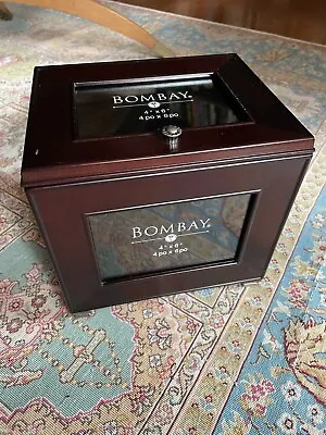 2001 The Bombay Company Mahogany Photo Box Storage Holds 101 4x6 3x5 Photos • $25.99