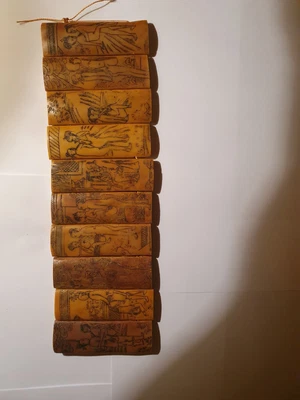 £50 • Buy Antique Chinese  Hand Carved Scrimshaw  Shunga Panels Erotic