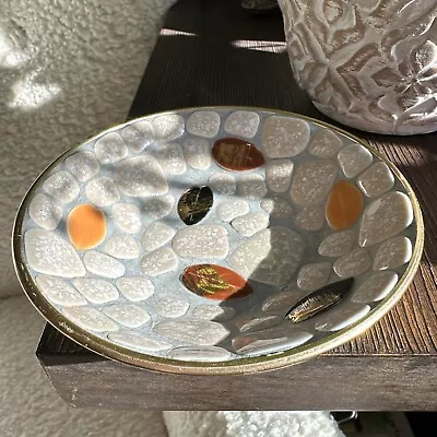 Vintage Mid Century Modern Mosaic Tile Stone Pebble Bowl With Gold Bottom ~ 5” • $22