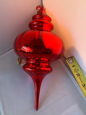 Vintage GIANT Dept 56 Mercury Glass Finial Ornament 9.5  Retired D56 RED #2 • $25