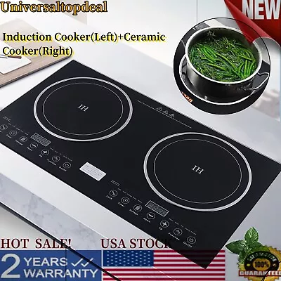 Electric Induction Ceramic Cooktop 2600W Double Burners Cooker Stove Hot Plate • $128