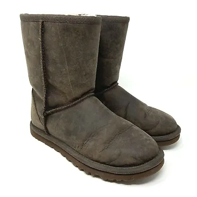 UGG AUSTRALIA Womens 6 BROWNSTONE LEATHER CLASSIC SHORT BOOTS Style 1005093 • $49.99