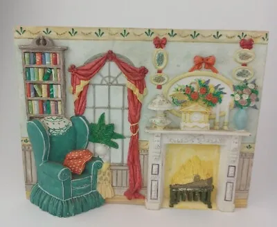Lefton Memories Of Home Plaque Fireplace With Overstuffed Chair Backdrop 1992 • $19