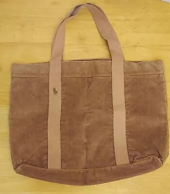 Vintage Polo Ralph Lauren Corduroy Tote Bag Brown Zipper • $40