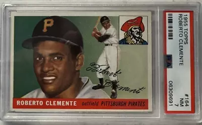 1955 Topps #164 Roberto Clemente Pirates Rookie RC HOF PSA 7 • $19500