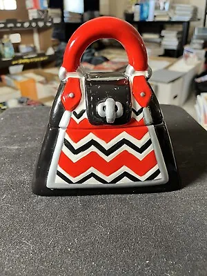 Vintage David's Cookies Red/White And Black Purse Cookie Jar • $19.69