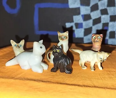 Vintage Small Miniature Ceramic Stone Cat Figurines Siamese • $17