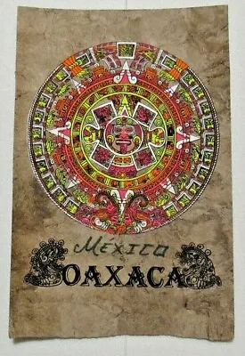 Mexican Folk Art Mayan Aztec Zodiac Calendar Papel Amate Painted Bark Paper  • $30.99