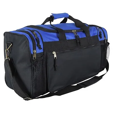 DALIX Brand New Duffle Bag Sports Duffel Bag In Black Gym Bag Royal Blue • $24.99