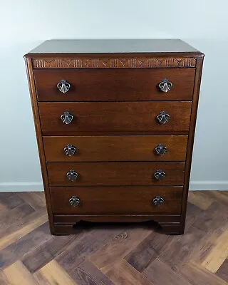 Vintage Chest Of Drawers Harris Lebus Of London Oak 5 Drawer • £375