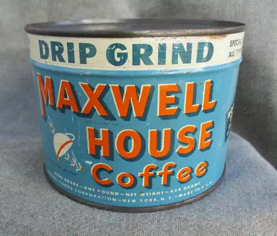 Vintage Maxwell House Coffee Tn 1 Pound Key-wind Can Sealed Full Rare Variation • $55