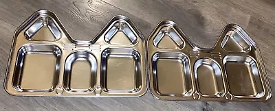 Stainless Steel Divided Plates/Compartment Trays 5 Places 10X8” House Shaped 2 • $15.51
