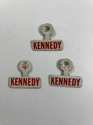 Vintage John F Kennedy Fold Over Lapel Pin Campaign Buttons Lot Of 3 • $9
