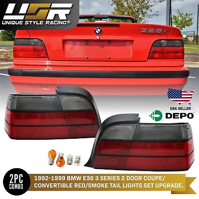 DEPO Euro Red Smoke Rear Tail Lights For BMW E36 3 Series 2D Coupe / Convertible • $96.97