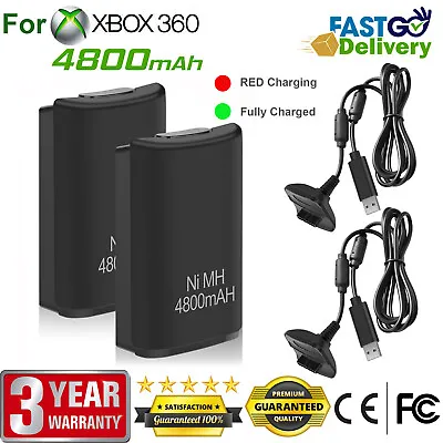 2 Battery Pack & Charger Dock For Microsoft Xbox 360 Wireless Controller Black • $12.89