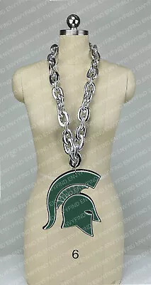 New NCAA MICHIGAN STATE SPARTANS Big Fan Chain SILVER Necklace With Foam LOGO • $25.97