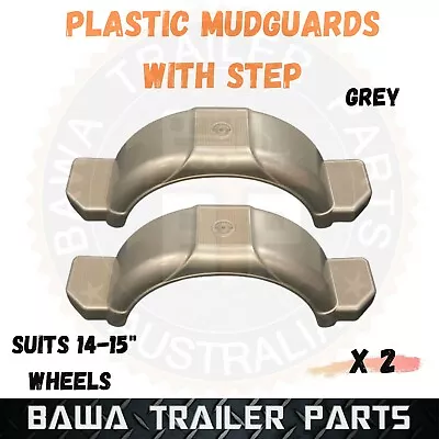 $78 • Buy 2 X Single Axle 14  - 15  Grey Plastic Mudguards Boat Trailer Caravan Mud Guard