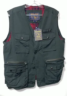 Woolrich Classic Hunting Safari Vest Mens Dark Green Pockets Fishing EU L US M • £99.99