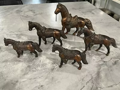 Lot Of 5 Vintage Cast Bronze Horse Figurines  • $39