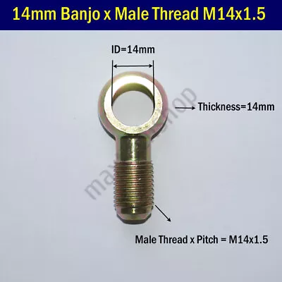 14mm Banjo Fitting For M14 Bolt Metric Male Thread M14x1.5 M14 Flare Adapter • $4.74