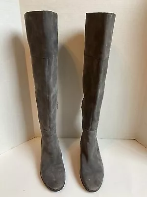 Womens Vince Camuto Bendra Over-the-Knee Boots Valleywood Gray Suede Sz 8.5/39 • $39.78