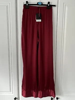 Zara Red Full Length Trousers Size XS Silk 0264 558 • £45