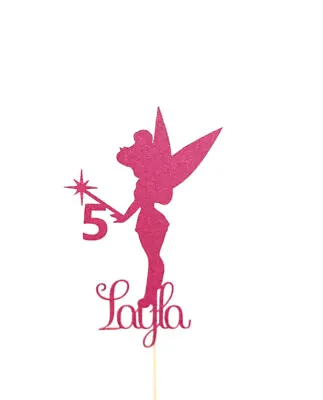 Personalised Birthday Cake Topper Pretty Tinkerbell Fairy Wand Any Name Age • $19