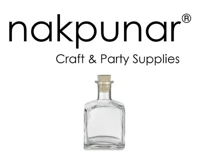 Nakpunar Square Clear Glass Bottle With Cork 7 Oz (210 Ml) Oil Diffuser Liquor • $11.99