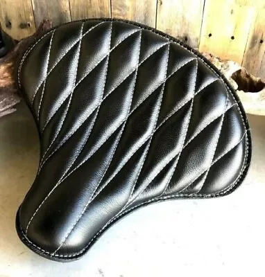 Spring Solo Tractor Seat Chopper Scout Bobber For Harley Black Diamond Leather • $94.05