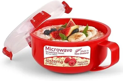 Microwave Breakfast Plastic Bowl Round Microwave Container BPA-Free Red 1 Count& • £7.19