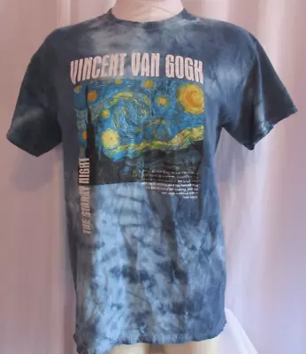 Vincent Van Gogh Starry Night Womens Tee Shirt Tie Dye Small Blue Cotton • $12.99