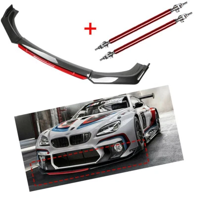 $55.99 • Buy Splitter Carbon Fiber Front Bumper Lip Spoiler Strut Rods For BMW 1/2/3/4 Series