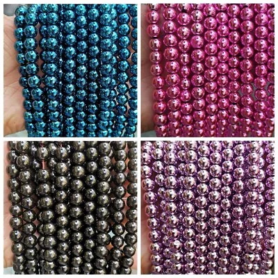 7Colors 2/3/4/6/8/10mm Magnetite  Black Gallstone Loose Beads 15  AAA • $4.74