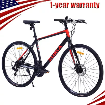 21 Speed Hybrid Bike Disc Brake 700C Road Bike For Men Women Black City Bicycle • $318.69