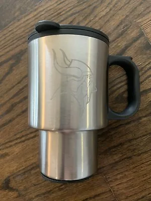 Minnesota Vikings Travel Mug Cup Football NFL Silver Coffee Tea Thermos • $8.95