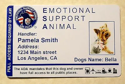 $19.95 • Buy ESA Emotional Support Animal ID Card Therapy Dog ID Badge Service Dog ADA 24