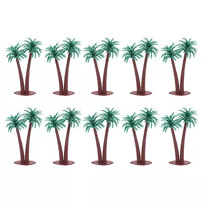 10Pcs 2.6  Miniature Plastic Coconut Palm Tree Model Decor Dark Green • $7.69
