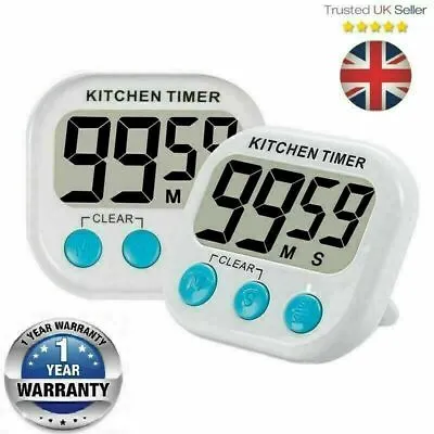 £3.99 • Buy Loud Digital Kitchen Timer Clock Alarm Large Magnetic LCD Countdown For Cooking